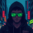 Cyberpunk Hacker in dark hoodie