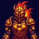 Fiery Knight in golden armor